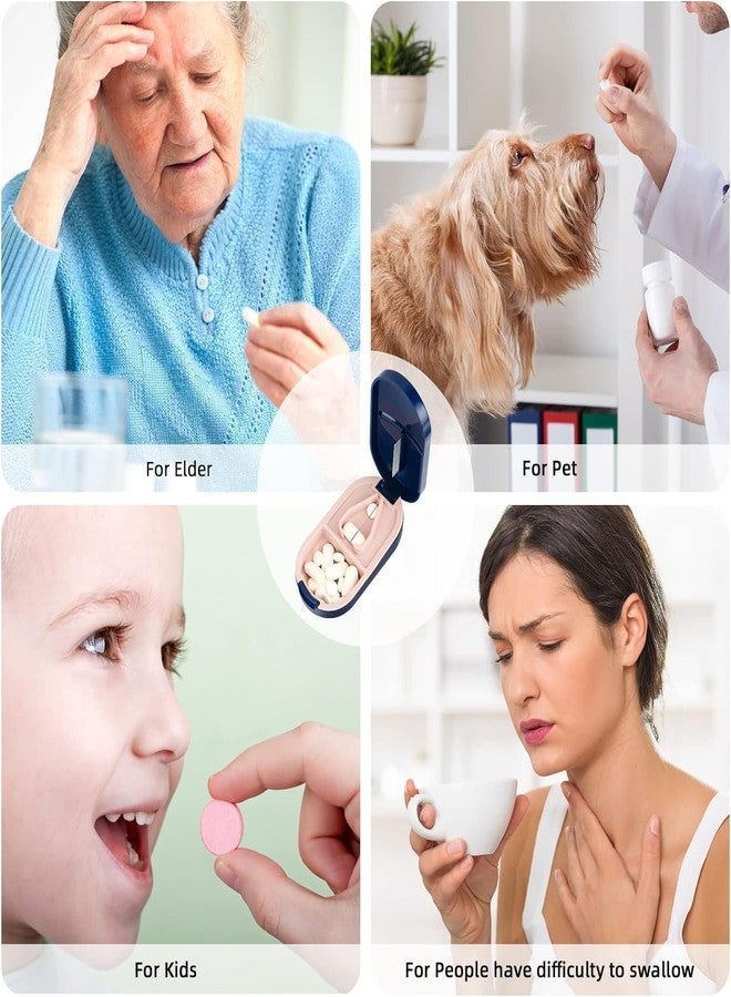 Tonity تونيتي، قطعة واحدة، قاطع أقراص، كسارات ومقسمات، علبة أقراص محمولة، قاطع أقراص، علبة منظم أدوية مع قاطع أقراص، قاطع محمول، فاصل، منظم أدوية، مصنوع من مادة ABS عالية الجودة (أزرق) - Image 5